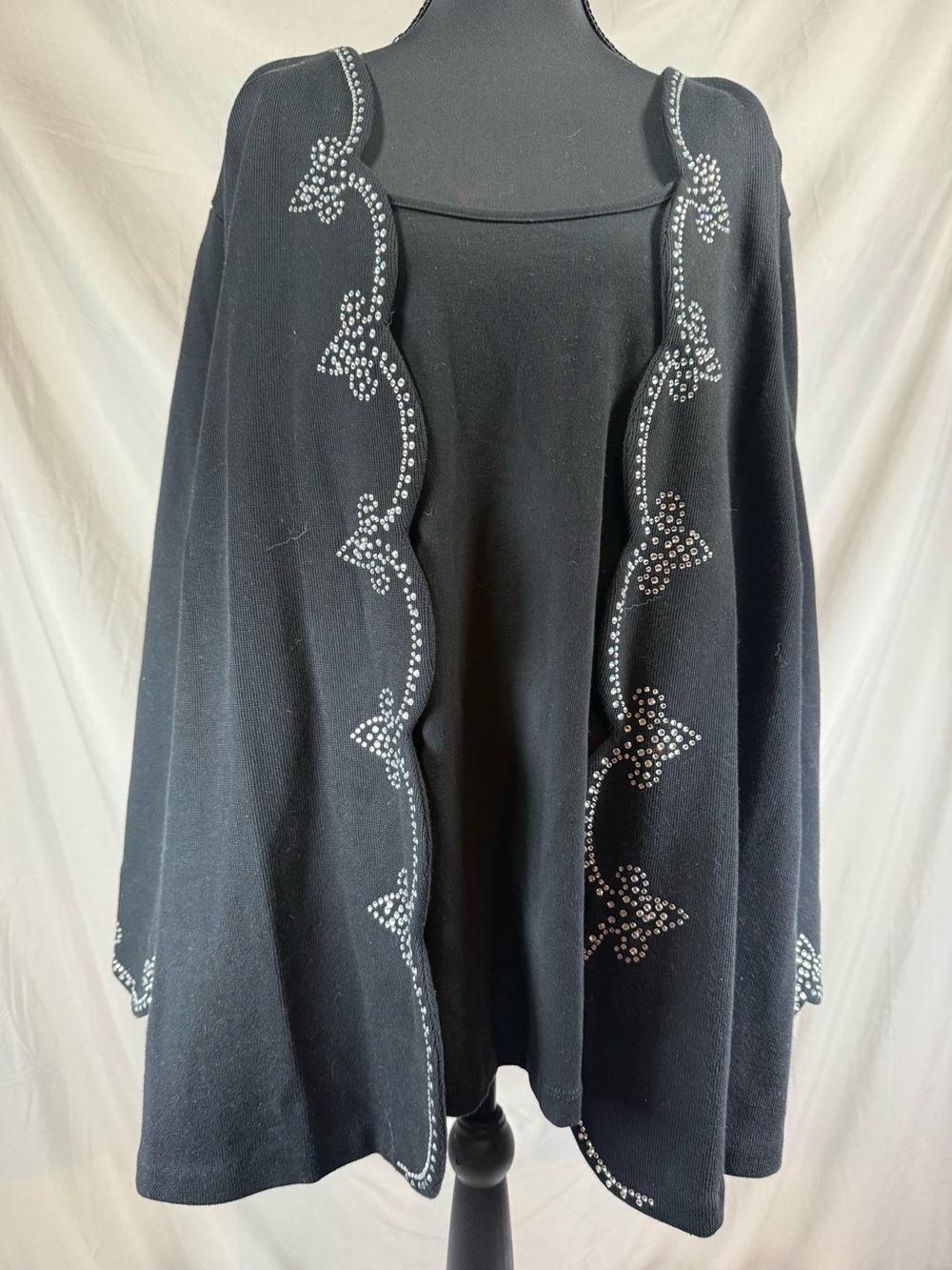 Bob Mackie Black Rhinestone Open Front Jacket - Black‎ - 3X (NWT)
